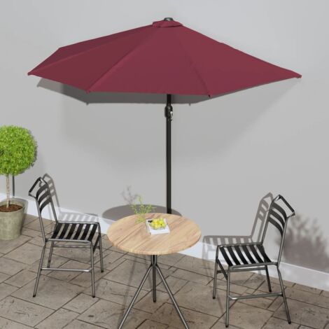 Parasol de balcon - Parasol de Jardin Parasol droit mât en aluminium Bordeaux 270x135x245 cm Demi BV976696 - BonneVie (1/5)