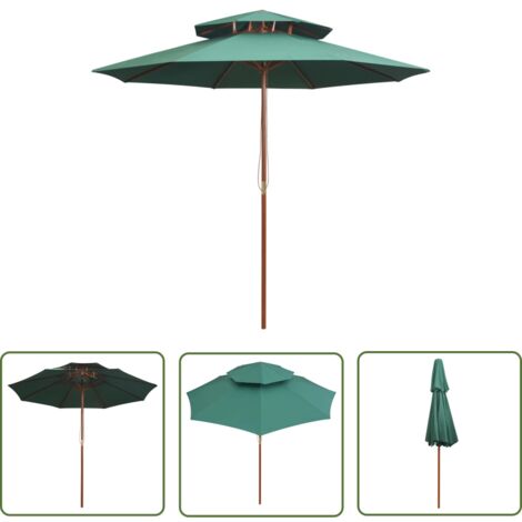 Parasol de Balcon,Terrasse,Protection Solaire UV 270 x 270 cm Poteau en bois Vert -39137 (1/5)