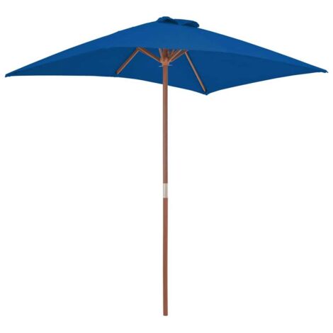 INLIFE Parasol d'extérieur avec mât en bois Bleu 150x200 cm (1/5)