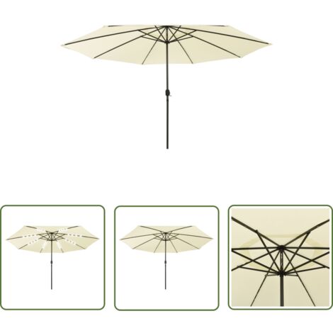 The Living Store Parasol de jardin avec lumières LED et mât en métal 400cm sable - Parasol De Jardin - Parasol Led - Parasol Beige - Parasol Rectangulaire - Parasol Extérieur (1/5)