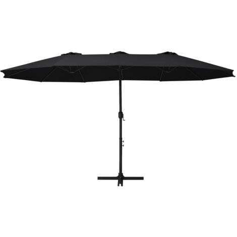 Parasol d'extérieur, Parasol pour Balcon Jardin Plage Terrasse, et poteau en aluminium 460 x 270 cm Noir OIB9641E (1/5)