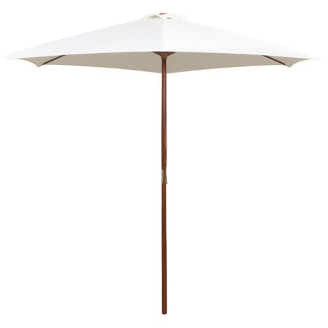 Parasol Jardin Exterieur Luxueux avec poteau en bois 270 x 270 cm Blanc crème -34417 (1/5)