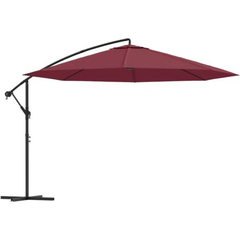 Parasol en porte-à-faux, Parasol pour Balcon Jardin Plage Terrasse, avec mât en aluminium 350 cm Bordeaux OIB9277E (1/5)