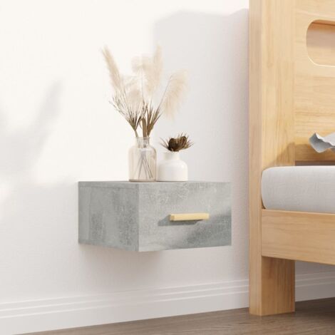 Table de Chevet, Table de nuit, pour Chambre Salon Couloir, murale Gris béton 35x35x20 cm OIB1589E (1/5)
