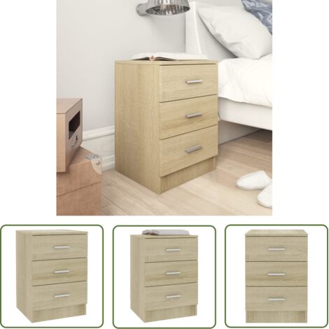 Table de Chevet, Table de nuit, pour Chambre Salon Couloir, Chêne Sonoma 38x35x56 cm Aggloméré OIB3394E (1/5)