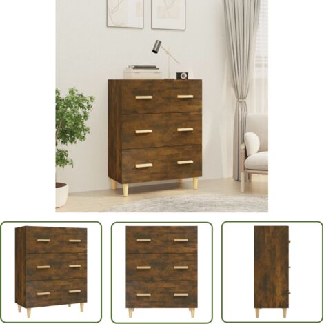 Buffet Commode Armoire Luxueux, pour Salon Chambre Entrée Cuisine, Chêne fumé 70x34x90 cm Bois d'ingénierie OIB7320E (1/5)