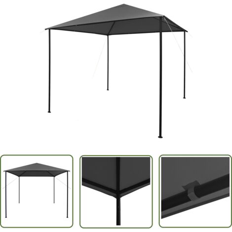 Tonnelle Barnum de Jardin, Pavillon, Pergola, Tente de jardin, 3x3 m Anthracite Tissu et acier 180 g/m² OIB6808E (1/5)