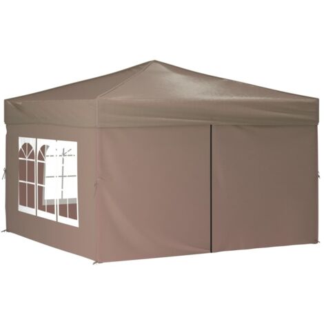 Tente de réception pliable, Pavillon, Pergola, Tente de jardin, avec parois Taupe 3x3 m OIB2247E (1/5)