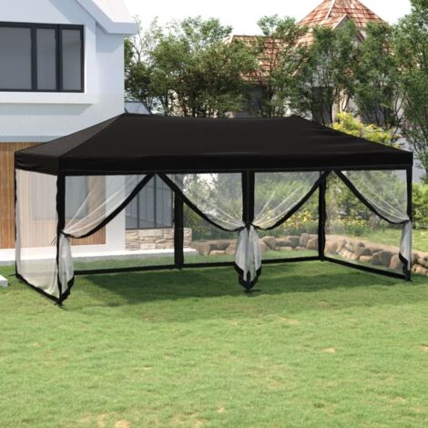 Tente de réception pliable, Pavillon, Pergola, Tente de jardin, avec parois Noir 3x6 m OIB7327E (1/5)