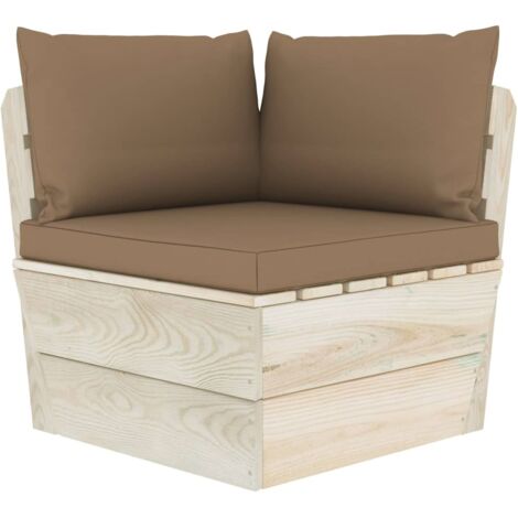 Canapé d'angle de jardin palette, Canapé d'extérieur, Meuble de jardin, avec coussins Épicéa imprégné OIB2000E (1/5)