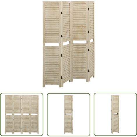 Paravent Cloison de séparation 4 panneaux, Pour Jardin, Balcon, Terrasse 140x165 cm Bois de Paulownia OIB5224E (1/5)