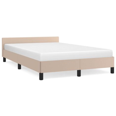 Lit adulte pour 2 personnes avec tête de lit, Structure de lit, Assemblage Facile, Cappuccino 120x200 cm Similicuir OIB7166E (1/5)