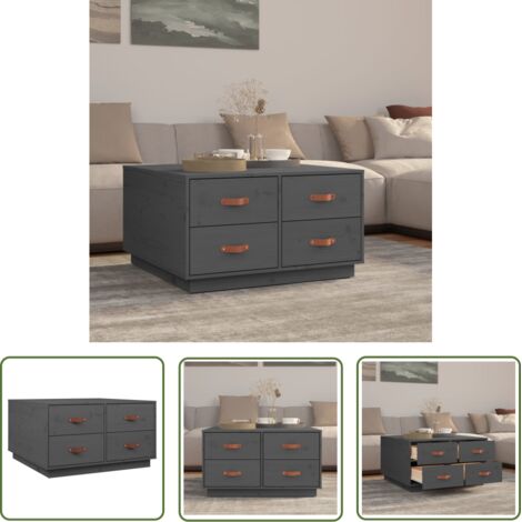 Table basse de salon, Table Café, Gris 80x80x45 cm Bois massif de pin OIB3691E (1/5)