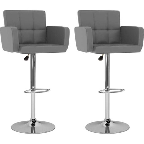 Lot de 2 Tabourets de bar Tabourets Haut - Fauteuils de bar Gris Similicuir BV168422 - BonneVie (1/5)