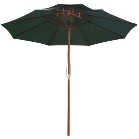 Parasol de terrasse, Parasol pour Balcon Jardin Plage Terrasse, 270 x 270 cm Poteau en bois Vert OIB8820E (1/5)