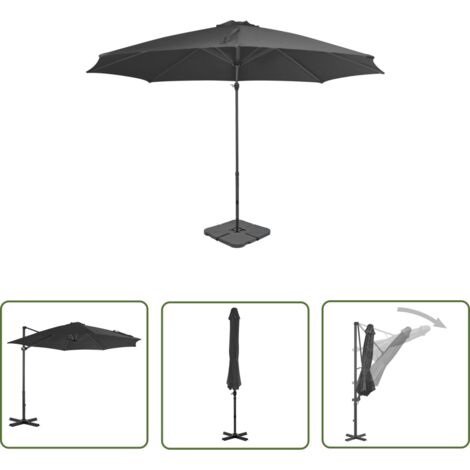 Parasol avec base portable - Parasol déporté Parasol de Jardin Anthracite BV544737 - BonneVie (1/5)