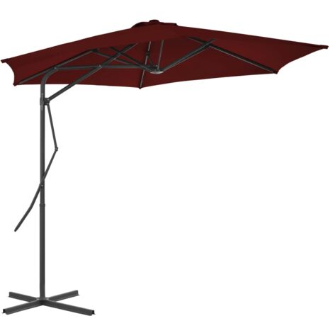 Parasol d'extérieur, Parasol pour Balcon Jardin Plage Terrasse, avec mât en acier Rouge bordeaux 300x230 cm OIB1086E (1/5)