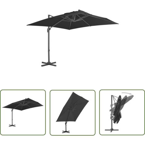 Parasol en porte-à-faux, Parasol pour Balcon Jardin Plage Terrasse, Mât en aluminium 300x300 cm Anthracite OIB1823E (1/5)