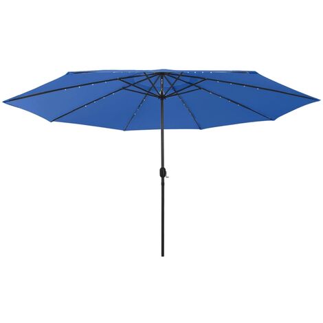 Parasol d'extérieur, Parasol pour Balcon Jardin Plage Terrasse, avec LED et mât en métal 400 cm Bleu azuré OIB3185E (1/5)