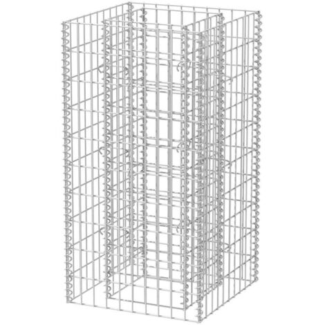 Jardinière, Pot de Fleurs d'extérieur, Lit surélevé à gabion Acier 50x50x100 cm OIB1160E (1/5)