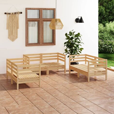 Salon de jardin 6 pcs Contemporain, Ensemble repas de jardin, Bois de pin massif OIB9661E (1/5)