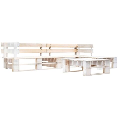 Salon de jardin palette 4 pcs Contemporain, Ensemble repas de jardin, Bois Blanc OIB7371E (1/4)