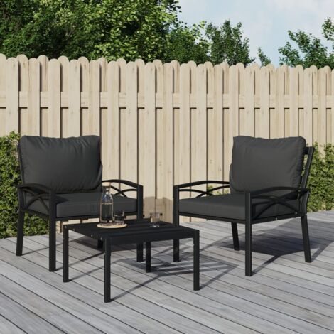 Chaise de jardin Siège de Terrasse Fauteuil de jardin avec coussins gris 68x76x79 cm acier DHNET5970129 (1/5)