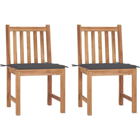 Lot de 2 Chaises de jardin et de camping, Chaises de relaxation, avec coussins Bois de teck massif OIB6747E (1/5)