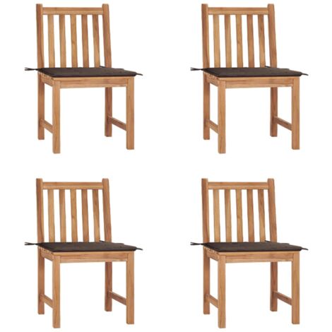 Lot de 4 Chaises de jardin et de camping, Chaises de relaxation, avec coussins Bois de teck massif OIB1299E (1/5)