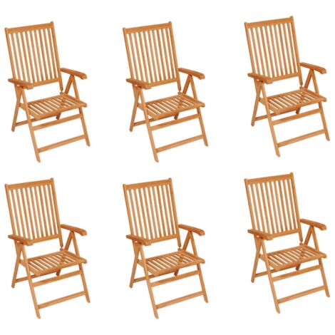 Lot de 6 Chaises de jardin et de camping, Chaises de relaxation, avec coussins crème Bois de teck OIB4912E (1/5)