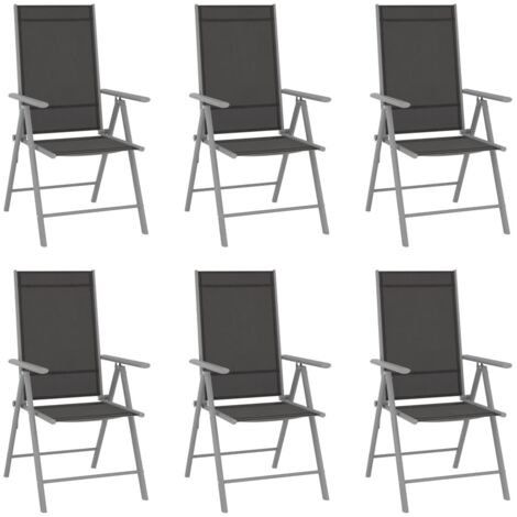 Lot de 6 Chaises de jardin et de camping pliables, Chaises de relaxation, Textilène Noir OIB8187E (1/5)