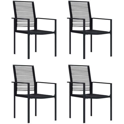 Lot de 4 Chaises de jardin - Chaises d'extérieur pour terrasse/jardin Rotin PVC Noir BV282231 - BonneVie (1/5)