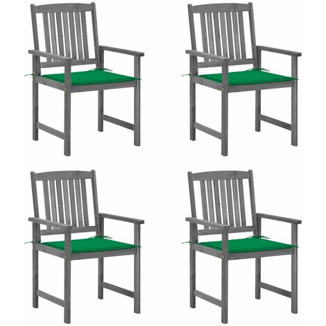 Lot de 4 Chaises de jardin et de camping avec coussins, Chaises de relaxation, Gris Bois d'acacia massif OIB3146E (1/5)