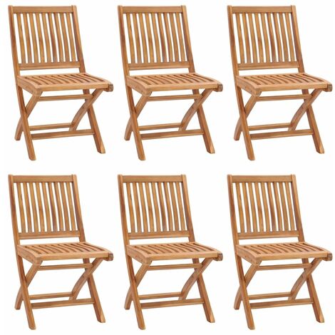 Lot de 6 Chaises de jardin pliables - Chaises d'extérieur pour terrasse/jardin avec coussins Bois de teck solide BV279228 - BonneVie (1/5)