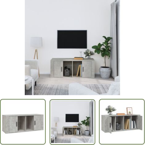 Meuble TV, Étagère TV, Meuble de Salon, Gris béton 100x35x40 cm Bois d'ingénierie OIB5154E (1/5)