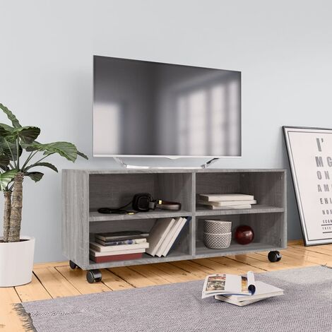 Meuble TV pour Salon - Armoire TV Moderne sur roulettes Sonoma gris 90x35x35 cm Bois ingénierie BV737182 - BonneVie (1/5)