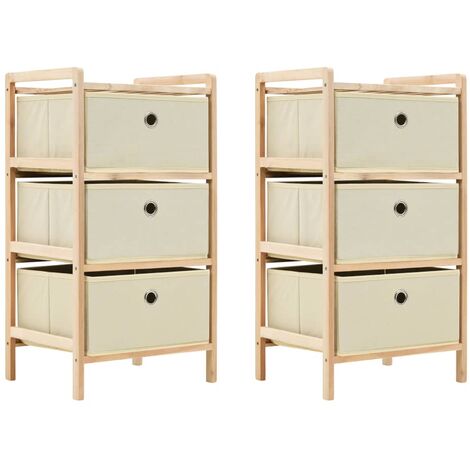 Lot de 2 Étagères de rangement Étagère Charge Lourde - Étagère de stockage avec 3 paniers en tissu 2 pcs Beige Cèdre BV934019 - BonneVie (1/5)