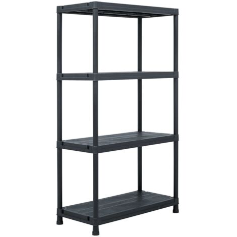 Lot de 2 Étagères de rangement Étagère Charge Lourde - Étagère de stockage Noir 60x30x138 cm Plastique BV414633 - BonneVie (1/5)