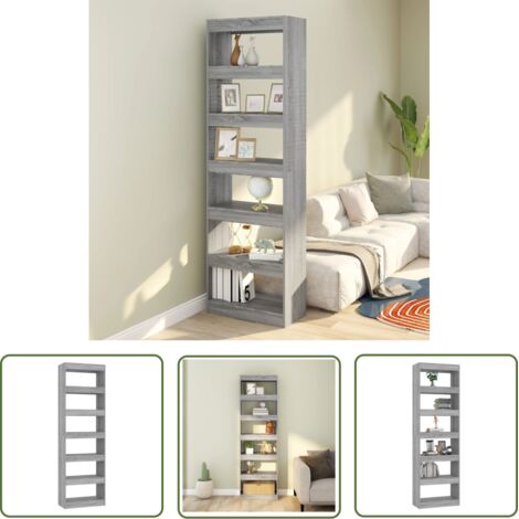 Étagère de Rangement Bibliothèque, Séparateur de pièce, Montage facile, Sonoma gris 60x30x198 cm OIB1702E (1/5)