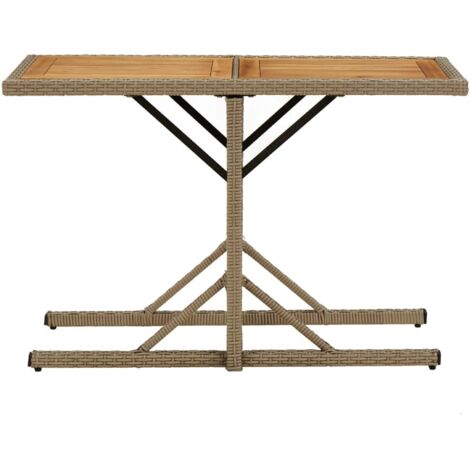 Table de jardin Table d'appoint, Table de Balcon, Beige Bois massif d'acacia et poly rotin OIB6602E (1/5)