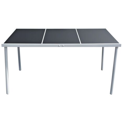 Table de jardin Table d'appoint, Table de Balcon, 150x90x74 cm Noir Acier OIB9882E (1/4)