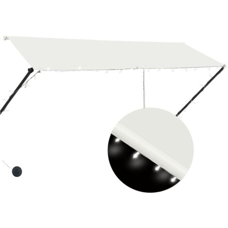 Auvent Marquise rétractable avec LED, Store Banne pour Jardin Balcon Terrasse, 300x150 cm Crème OIB8479E (1/5)