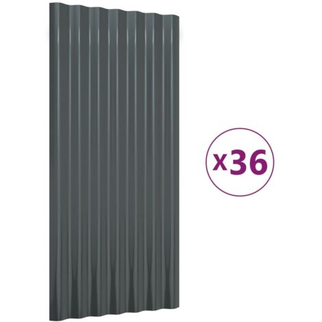 Lot de 36 Panneaux de toiture, Plaque moderne, Haute qualité, Acier Anthracite 80x36 cm OIB5638E (1/5)
