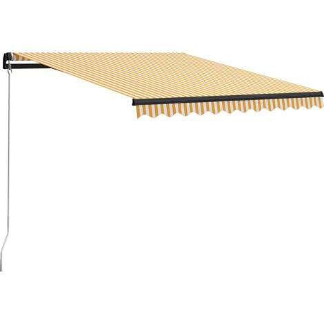 Auvent Marquise manuel rétractable, Store Banne pour Jardin Balcon Terrasse, 300x250 cm Jaune et blanc OIB6691E (1/5)