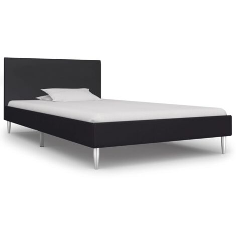 Lit adulte pour 1 personnes, Structure de lit, Assemblage Facile, Noir Tissu 90 x 200 cm OIB4147E (1/5)