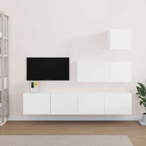 Ensemble de meubles TV 4 pcs pour Salon - Armoire TV Blanc Bois d'ingénierie BV999711 - BonneVie (1/5)
