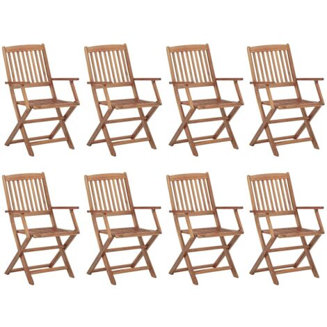 Lot de 8 Chaises de jardin et de camping pliables, Chaises de relaxation, Bois d'acacia solide OIB1502E (1/5)