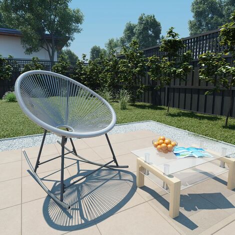 Chaise à bascule de jardin et de camping, Chaise de relaxation, forme de lune Gris Résine tressée OIB7063E (1/5)