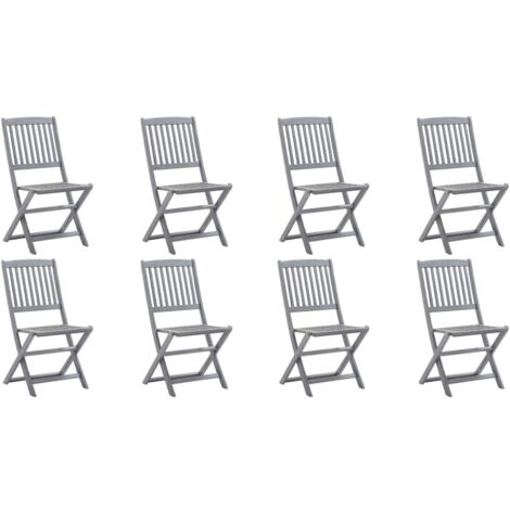 Lot de 8 Chaises de jardin et de camping pliables, Chaises de relaxation, Bois d'acacia solide OIB4093E (1/5)