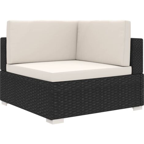 Chaise d'angle 1 pc et coussins Fauteuil de Salon Résine tressée Noir BSRHS459575 (1/5)